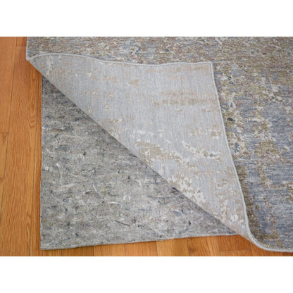 Modern and Contemporary Wool & Silk Hand Knotted Rug Grey 8.0x9.10 -O059042