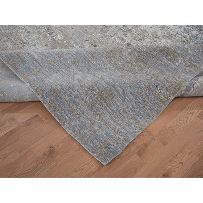 Modern and Contemporary Wool & Silk Hand Knotted Rug Grey 8.0x9.10 -O059042