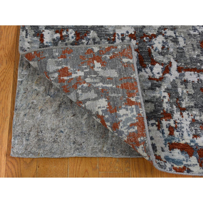 Modern and Contemporary Wool & Silk Hand Knotted Rug Grey No Border 2.5X12.0 -O059043