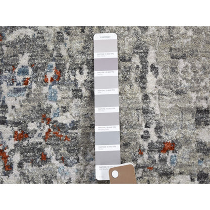 Modern and Contemporary Wool & Silk Hand Knotted Rug Grey No Border 2.5X12.0 -O059043