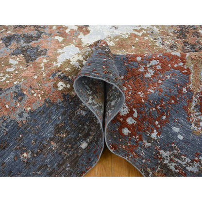 Modern and Contemporary Wool & Silk Hand Knotted Rug Grey No Border 8.0X10.0 -O059046