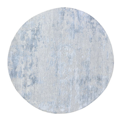 Modern and Contemporary Wool & Silk Hand Knotted Rug Grey No Border 7.10X7.10 -O059053