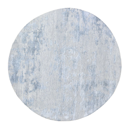 Modern and Contemporary Wool & Silk Hand Knotted Rug Grey No Border 7.10X7.10 -O059053