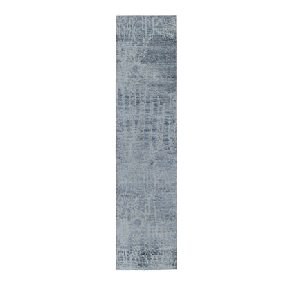 Modern and Contemporary Wool & Silk Hand Knotted Rug Grey No Border 2.5X10.1 -O059080