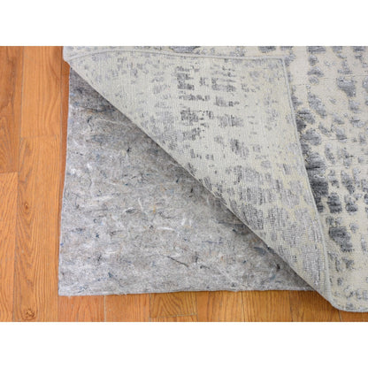 Modern and Contemporary Wool & Silk Hand Knotted Rug Grey No Border 2.5X10.1 -O059080