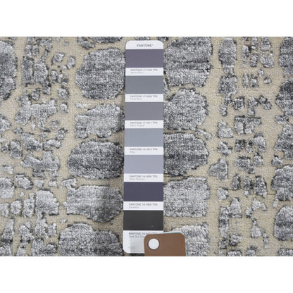 Modern and Contemporary Wool & Silk Hand Knotted Rug Grey No Border 2.5X10.1 -O059080