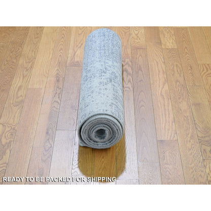 Modern and Contemporary Wool & Silk Hand Knotted Rug Grey No Border 2.5X10.1 -O059080
