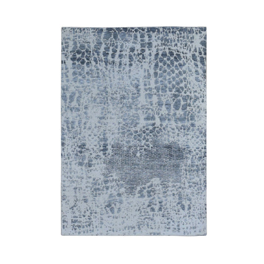 Modern and Contemporary Wool & Silk Hand Knotted Rug Grey No Border 4.0X6.0 -O059085