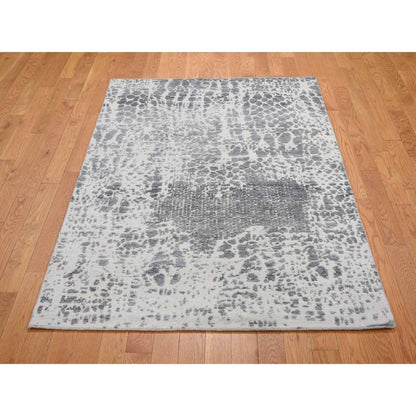 Modern and Contemporary Wool & Silk Hand Knotted Rug Grey No Border 4.0X6.0 -O059085