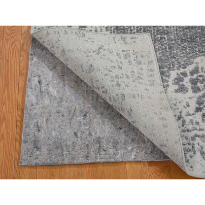 Modern and Contemporary Wool & Silk Hand Knotted Rug Grey No Border 4.0X6.0 -O059085