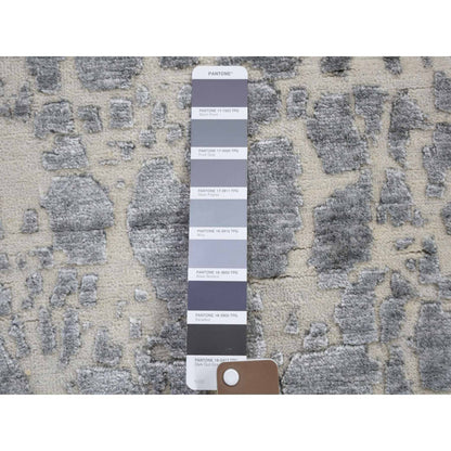 Modern and Contemporary Wool & Silk Hand Knotted Rug Grey No Border 4.0X6.0 -O059085