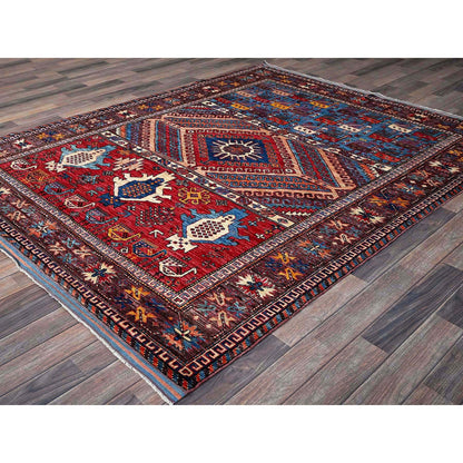 Kazak Wool Hand Knotted Rug Multicolored 5.11x7.4 -O0590