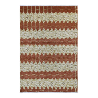 Clearance Wool Hand Knotted Rug Red No Border 6.0X9.0 -O059110