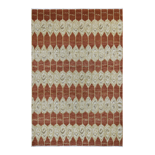 Clearance Wool Hand Knotted Rug Red No Border 6.0X9.0 -O059110