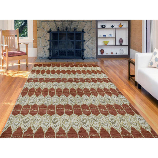 Clearance Wool Hand Knotted Rug Red No Border 6.0X9.0 -O059110