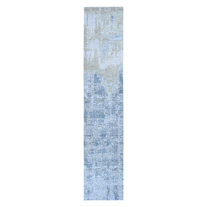 Modern and Contemporary Wool & Silk Hand Knotted Rug Grey No Border 2.6X12.4 -O059113