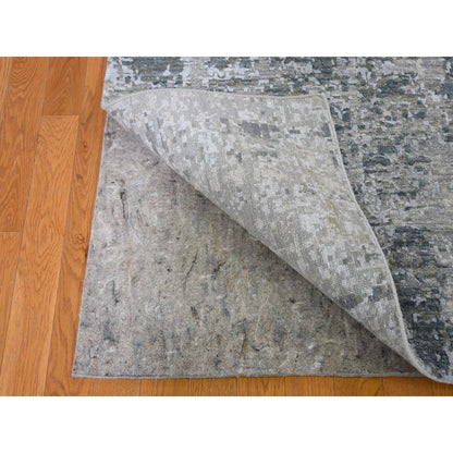 Modern and Contemporary Wool & Silk Hand Knotted Rug Grey No Border 2.6X12.4 -O059113