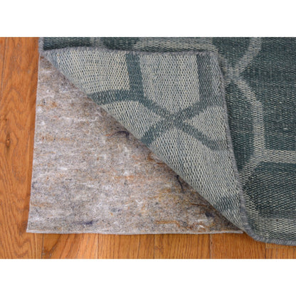 Flat Weave Wool Hand Woven Rug Blue No Border 2.7X9.8 -O059118