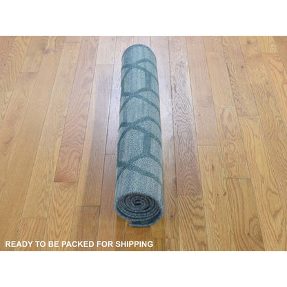 Flat Weave Wool Hand Woven Rug Blue No Border 2.7X9.8 -O059118