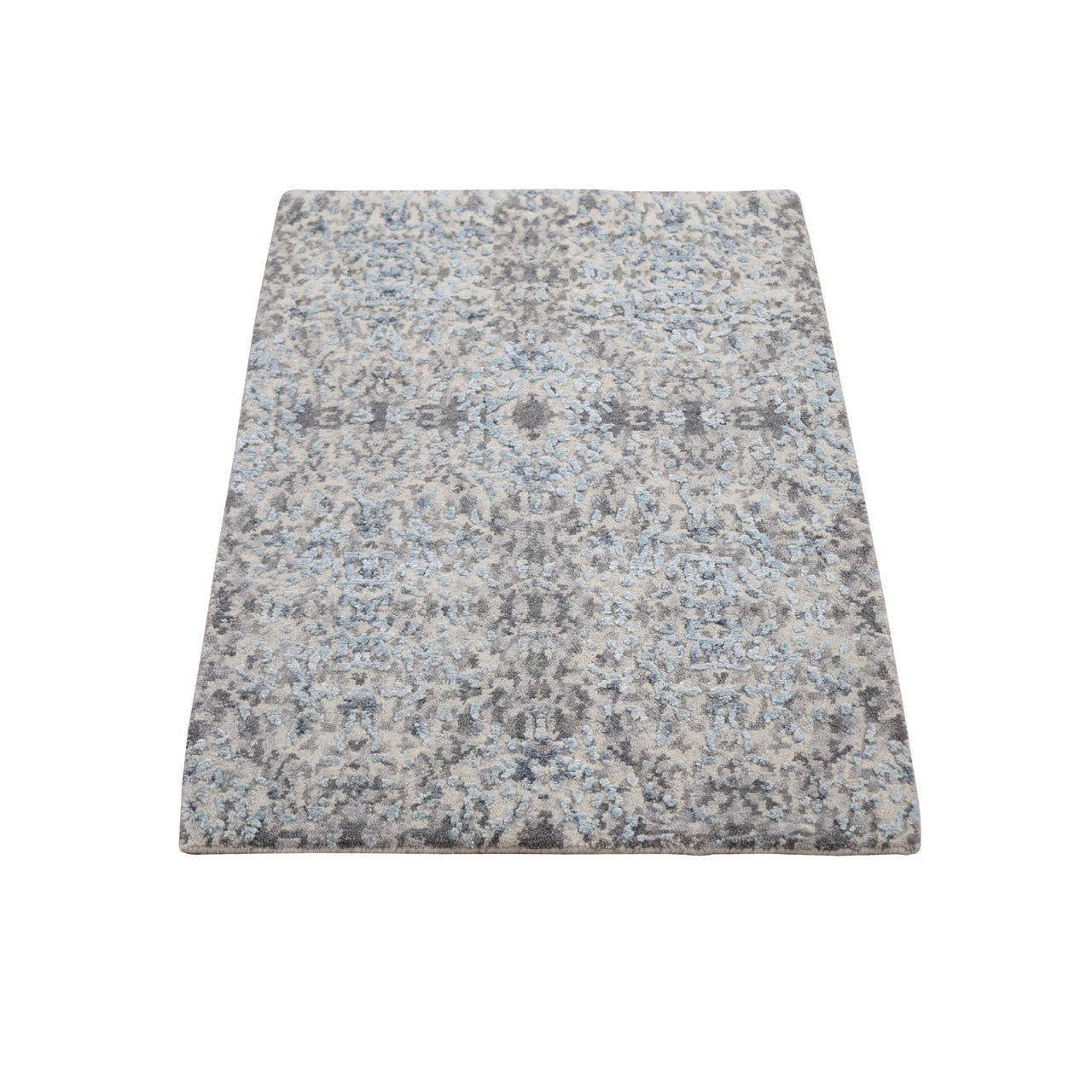 Modern and Contemporary Wool & Silk Hand Knotted Rug Grey No Border 2.0X3.0 -O059130
