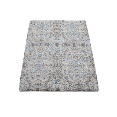 Modern and Contemporary Wool & Silk Hand Knotted Rug Grey No Border 2.0X3.0 -O059130