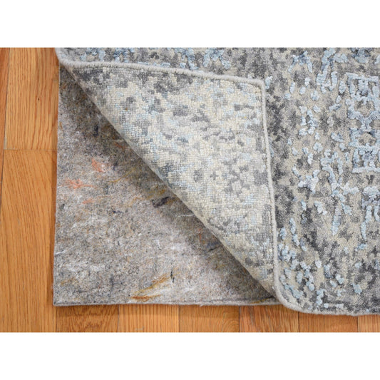 Modern and Contemporary Wool & Silk Hand Knotted Rug Grey No Border 2.0X3.0 -O059130
