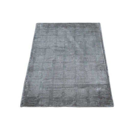 Modern and Contemporary Wool & Silk Hand Loomed Rug Grey No Border 2.0X3.0 -O059135