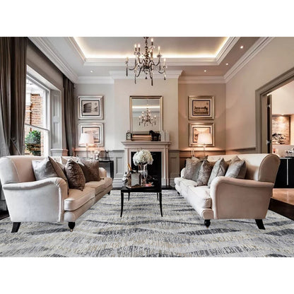 Modern and Contemporary Wool & Silk Hand Knotted Rug Grey No Border 9.0X12.0 -O059144