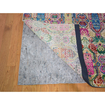 Modern and Contemporary Wool & Sari Silk Hand Knotted Rug Yellow No Border 9.8X14.0 -O059147