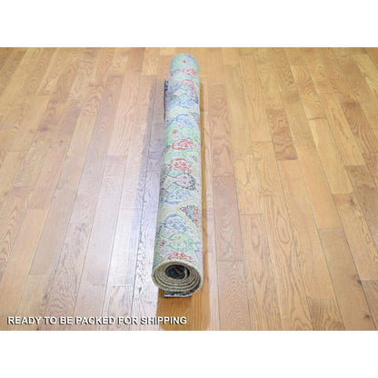 Modern and Contemporary Wool & Silk Hand Knotted Rug Yellow No Border 5.0X6.10 -O059152
