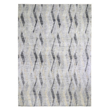 Modern and Contemporary Wool & Silk Hand Knotted Rug Grey No Border 10.0X14.0 -O059153