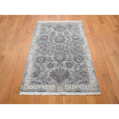 Oushak And Peshawar Wool & Silk Hand Knotted Rug Green Gray 3.0X5.2 -O059163