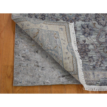 Oushak And Peshawar Wool & Silk Hand Knotted Rug Green Gray 3.0X5.2 -O059163