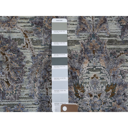 Oushak And Peshawar Wool & Silk Hand Knotted Rug Green Gray 3.0X5.2 -O059163