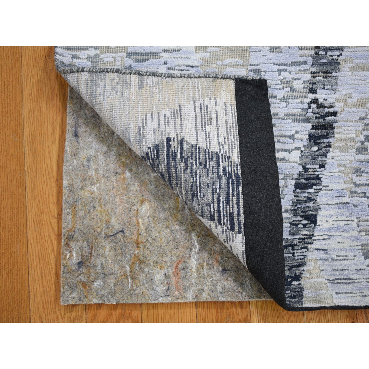 Modern and Contemporary Wool & Silk Hand Knotted Rug Grey No Border 2.0X3.0 -O059165