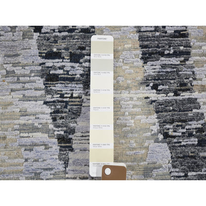 Modern and Contemporary Wool & Silk Hand Knotted Rug Grey No Border 2.0X3.0 -O059165