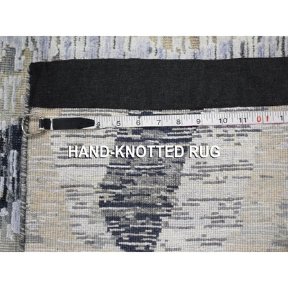 Modern and Contemporary Wool & Silk Hand Knotted Rug Grey No Border 2.0X3.0 -O059165