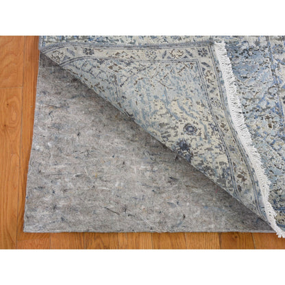 Transitional Wool & Silk Hand Knotted Rug Blue No Border 2.5X8.0 -O059171