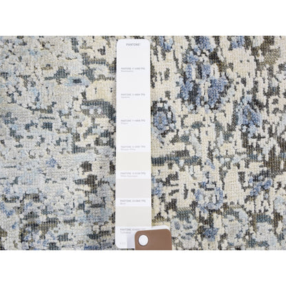 Transitional Wool & Silk Hand Knotted Rug Blue No Border 2.5X8.0 -O059171