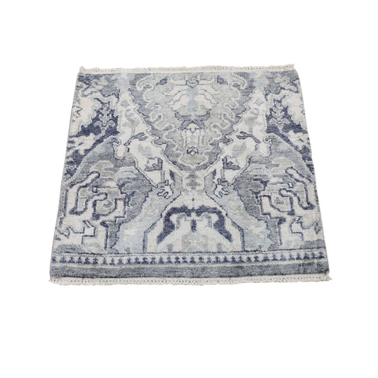 Modern and Contemporary Wool & Silk Hand Knotted Rug Ivory No Border 2.0X2.0 -O059184
