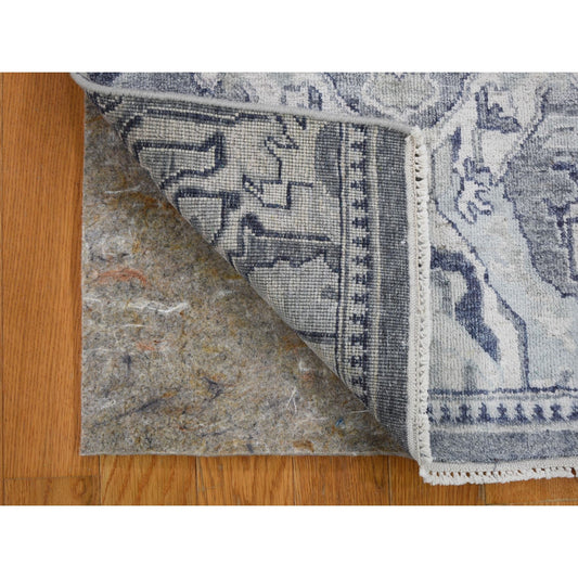 Modern and Contemporary Wool & Silk Hand Knotted Rug Ivory No Border 2.0X2.0 -O059184