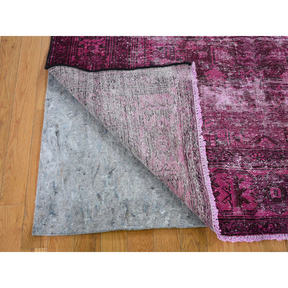 Overdyed & Vintage Worn Wool Hand Knotted Rug Pink No Border 5.5X9.4 -O059191