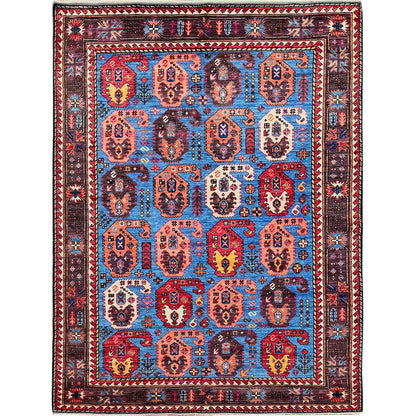 Kazak Wool Hand Knotted Rug Blue 5.4x6.8 -O0591