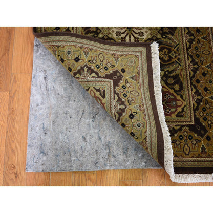 Fine Oriental Wool Hand Knotted Rug Brown Gold 2.7X12.0 -O059201