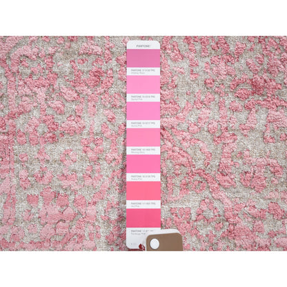Transitional Wool & Silk Hand Knotted Rug Pink No Border 2.8X11.10 -O059204