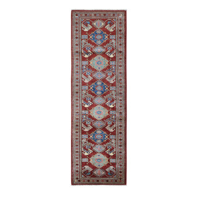 Kazak Wool Hand Knotted Rug Red Gray 2.10X9.0 -O059206