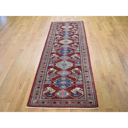 Kazak Wool Hand Knotted Rug Red Gray 2.10X9.0 -O059206