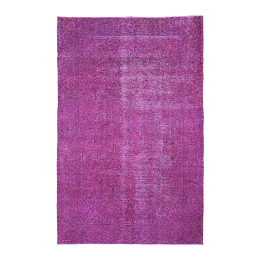 Overdyed & Vintage Worn Wool Hand Knotted Rug Pink No Border 6.4X10.0 -O059208