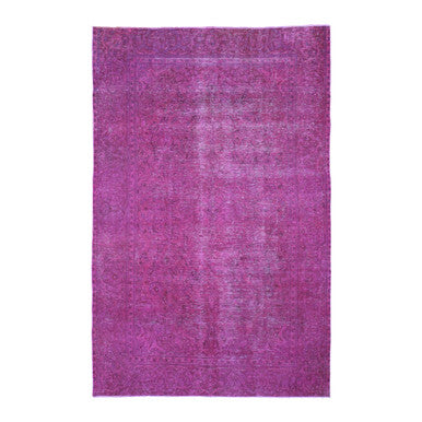 Overdyed & Vintage Worn Wool Hand Knotted Rug Pink No Border 6.4X10.0 -O059208