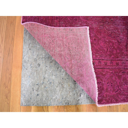 Overdyed & Vintage Worn Wool Hand Knotted Rug Pink No Border 6.4X10.0 -O059208